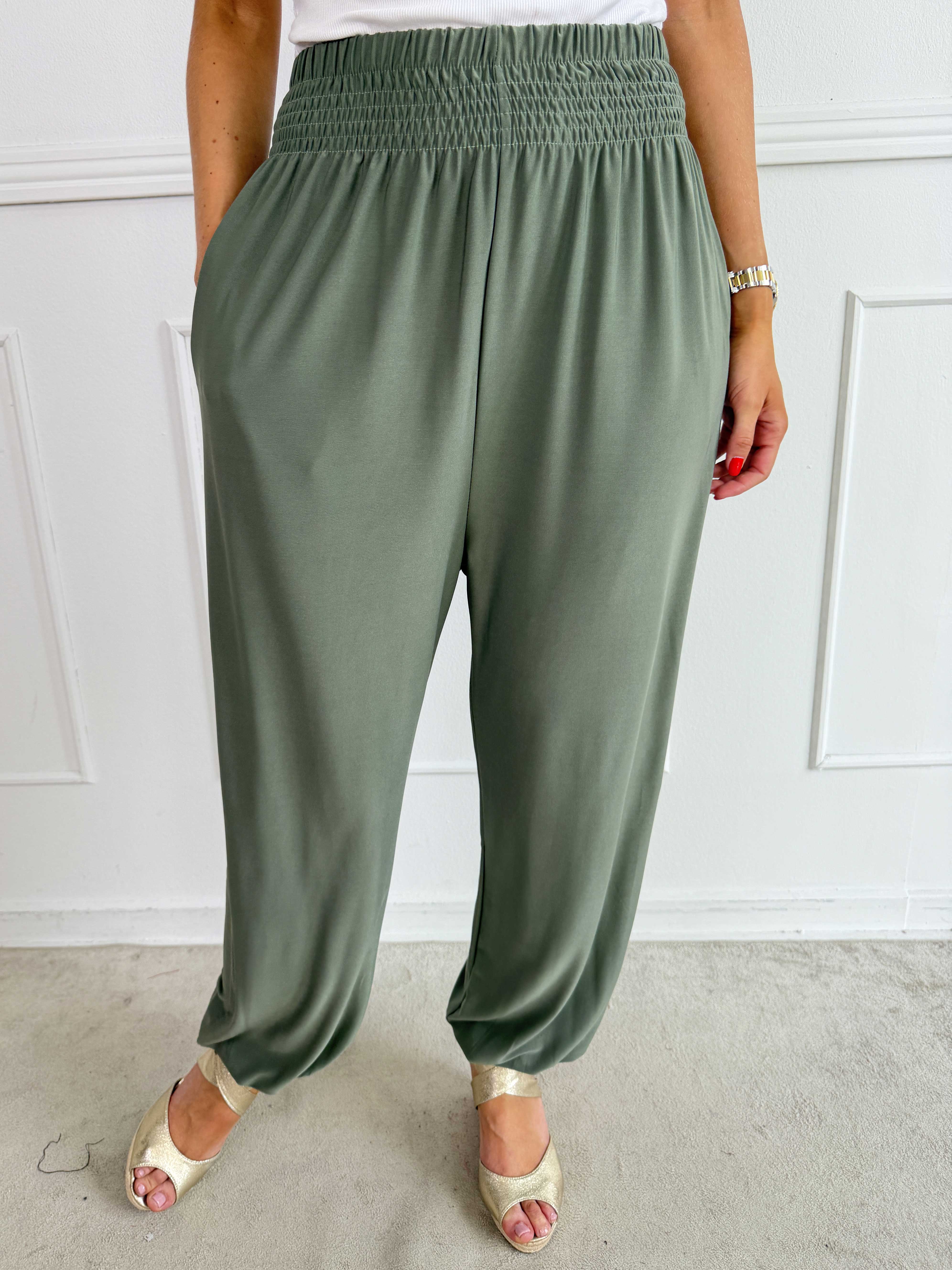 Pams Plain Harem Pants - Elastiske bukser med smock i taljen
